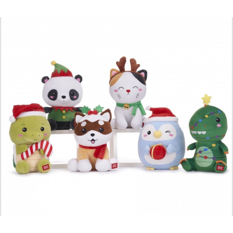 Christmas Kawaii - animales de navidad - Perro akita, Oso panda, Dinosaurio, Tortuga, Pingüino Papá Noel y Gato reno