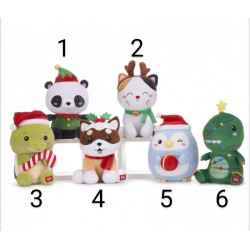 Christmas Kawaii - animales de navidad - Perro akita, Oso panda, Dinosaurio, Tortuga, Pingüino Papá Noel y Gato reno