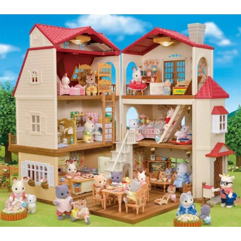 Casa con Luces, El Ático Secreto - Red Roof Country Home, Secret Attic Playroom - Sylvanian Families