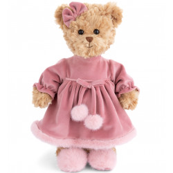 Aiko - Osita con vestido de terciopelo rosa