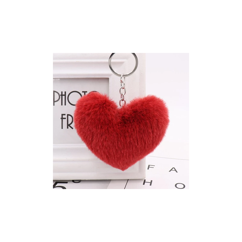 Llavero de corazón rojo y rosa