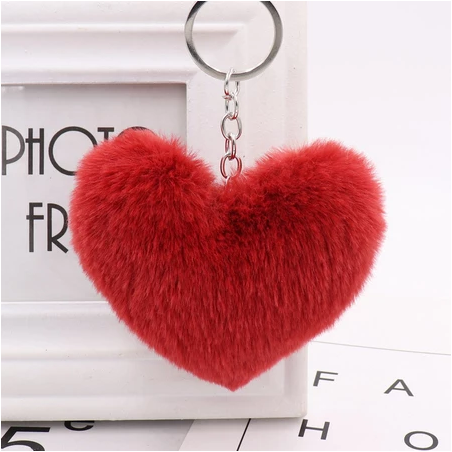 Llavero de corazón rojo y rosa