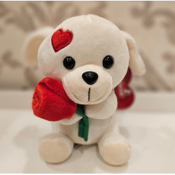 Mimoso y Amoroso - perritos con corazón y rosa - San Valentín