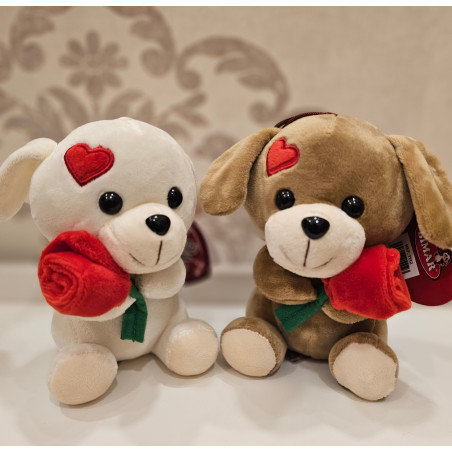Mimoso y Amoroso - perritos con corazón y rosa - San Valentín