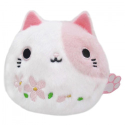 Mike Sakura Neko Dango - gatito rosa y blanco con flores bordadas