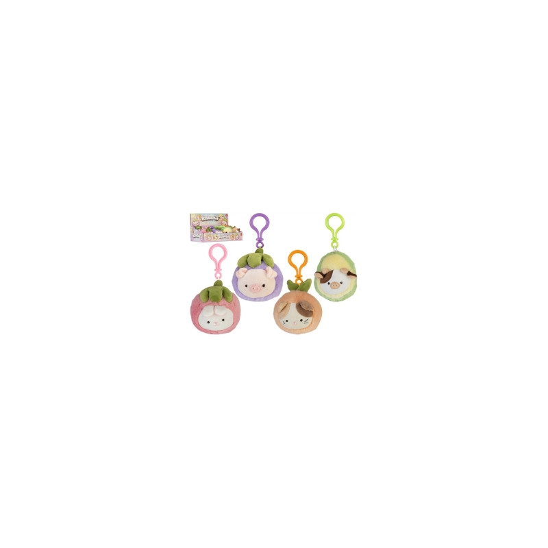 Kawaii Mochi Pop Fruity - llavero conejo, vaca, cerdo y gato.